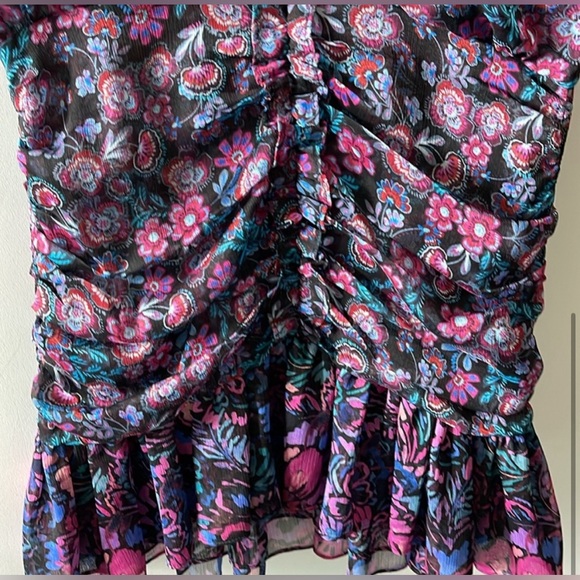 MISA LA -Anessa -Black and Purple Floral Mini Dress Sz Small - Picture 3 of 7